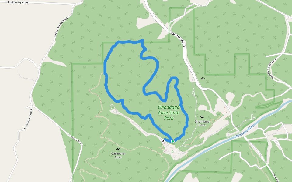 Oak Ridge Trail walking route map in Leasburg