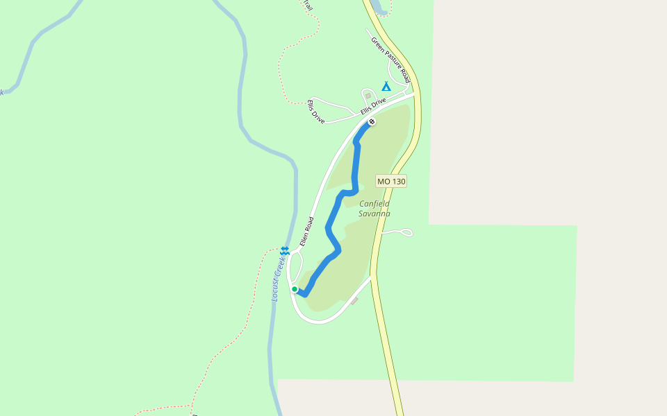 Canfield Savanna Trail walking route map in Meadville