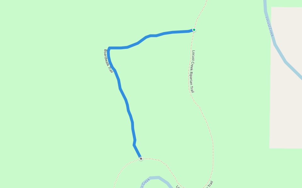 Boardwalk Trail walking route map in Laclede