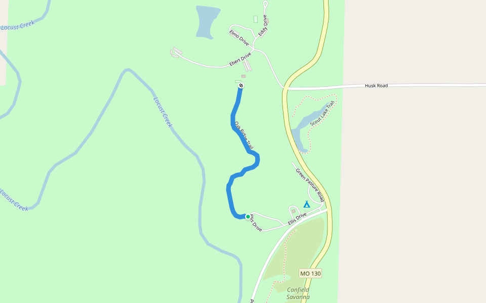 Oak Ridge Trail walking route map in Laclede