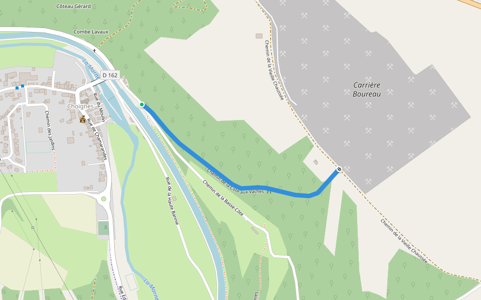 Chemin de la Côte aux Vaches walking route map in Chamarandes-Choignes