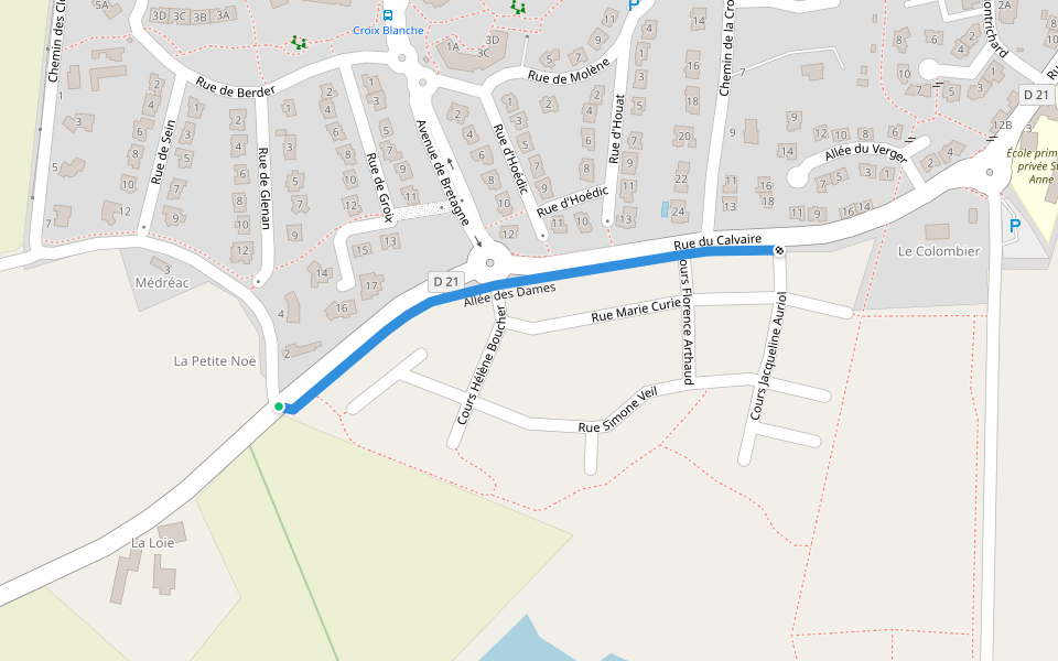 Allée des Dames walking route map in Chavagne