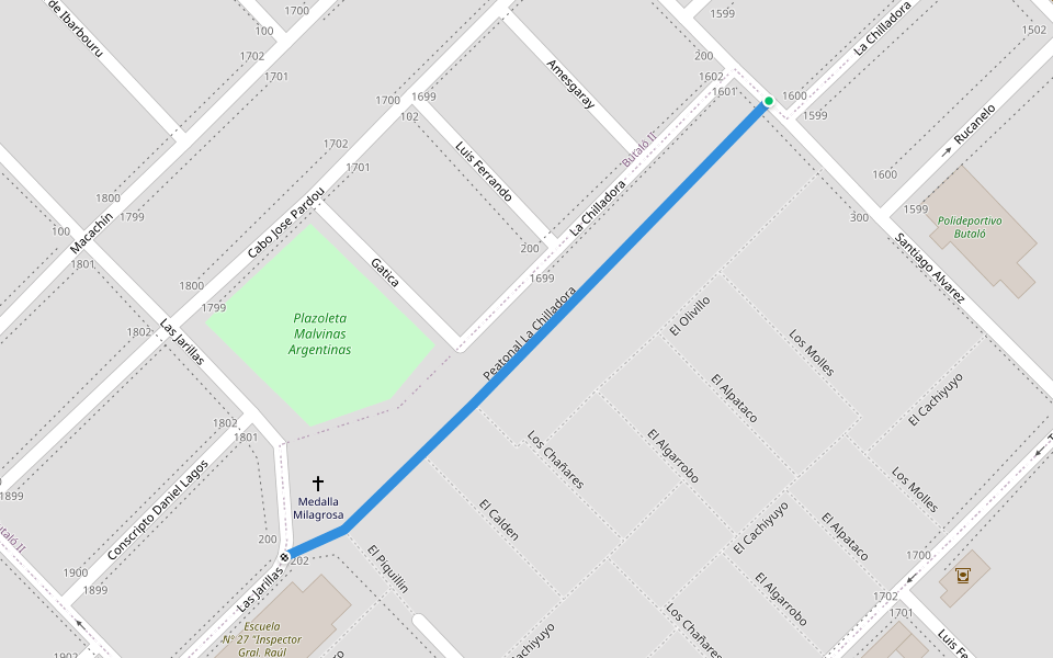 Peatonal La Chilladora walking route map in Doblas