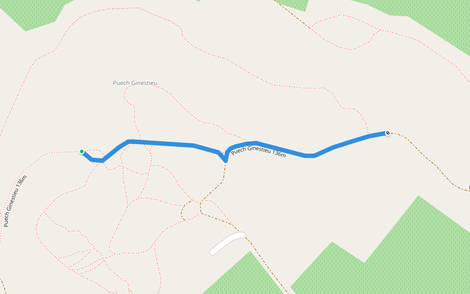 Puech Ginestieu 136m walking route map in Puissalicon