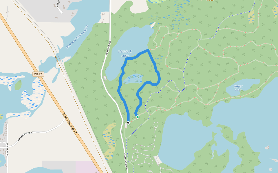 Nature Trail Loop walking route map in Woodruff