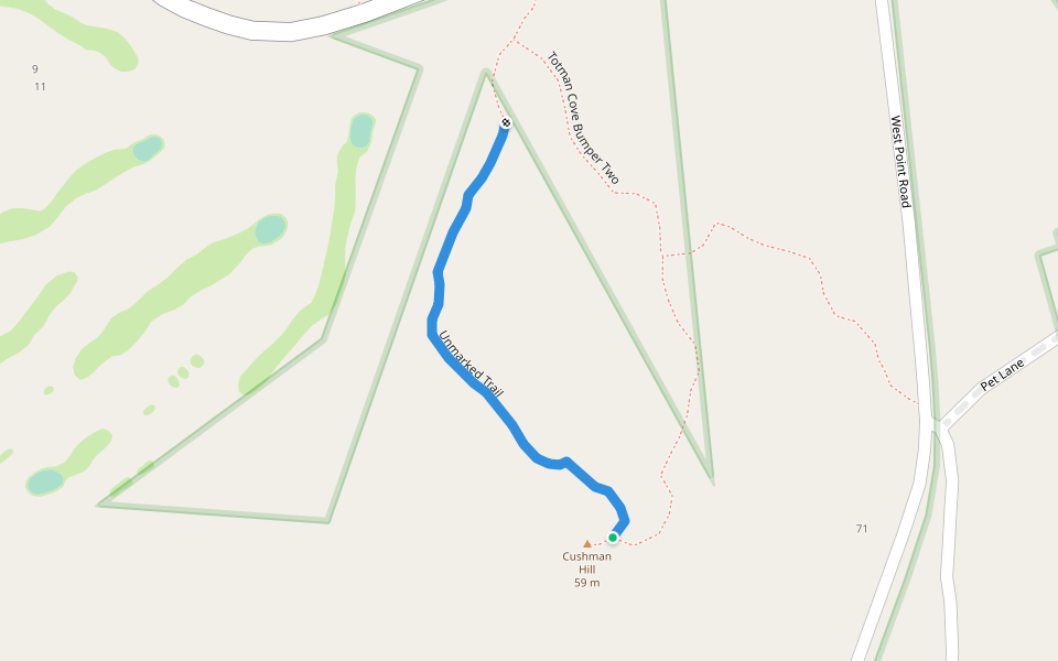 Unmarked Trail walking route map in Phippsburg