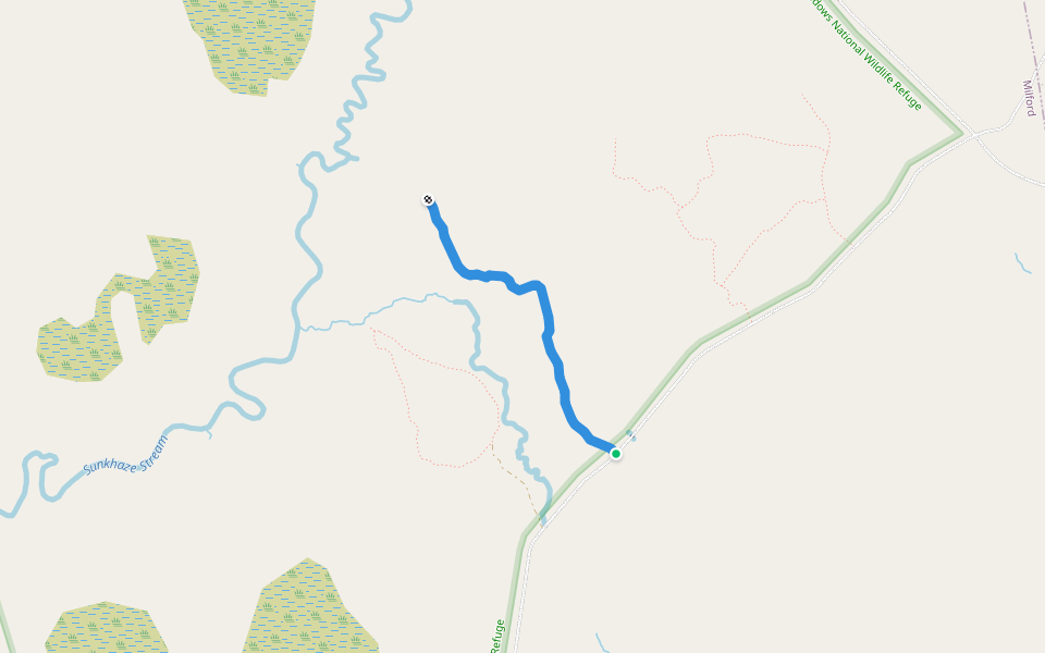 Oak Points Trail walking route map in Milford