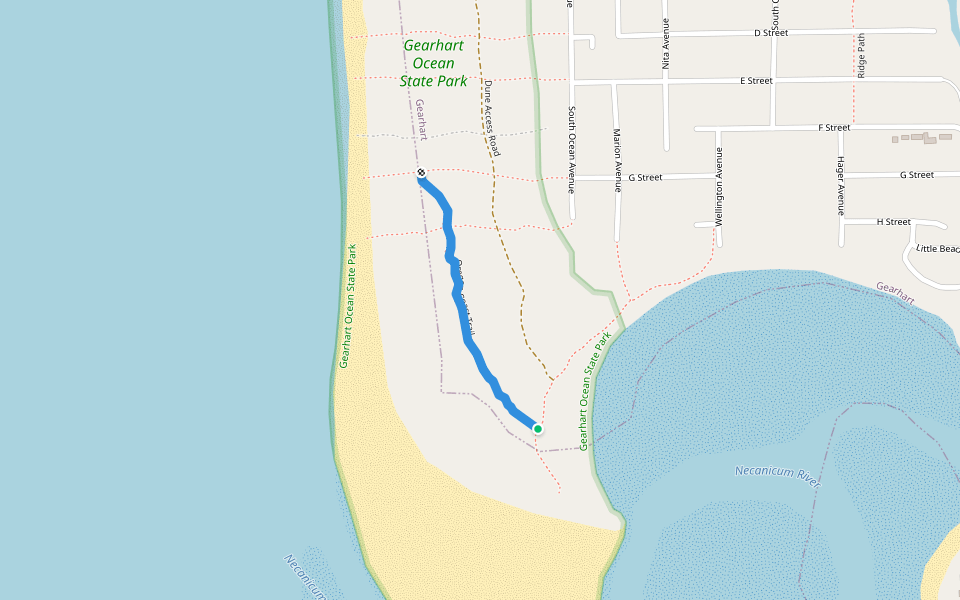 Oregon Coast Trail walking route map in Gearhart