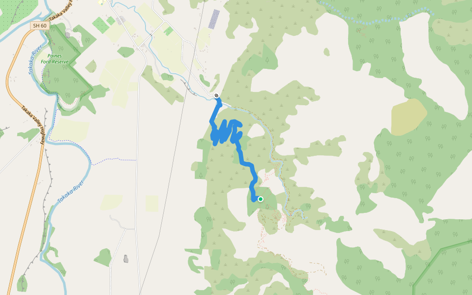 Historic Rameka Track walking route map in East Tākaka