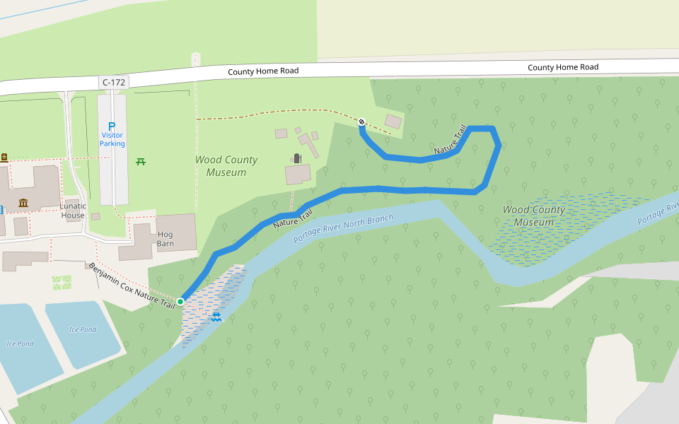 Nature Trail walking route map in Bowling Green