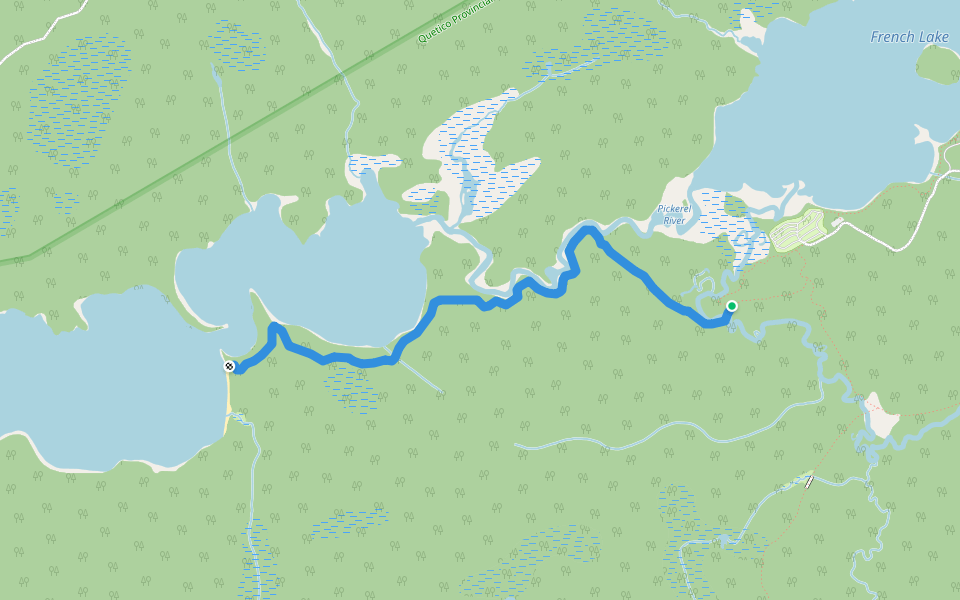 Pines Trail walking route map in Atikokan