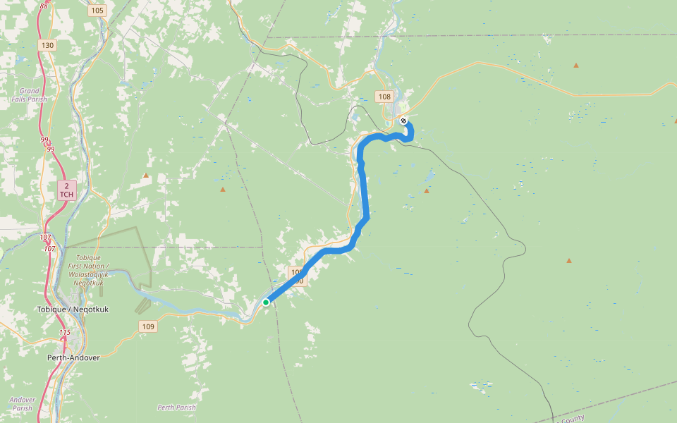 Tobique Subdivision walking route map in Red Rapids