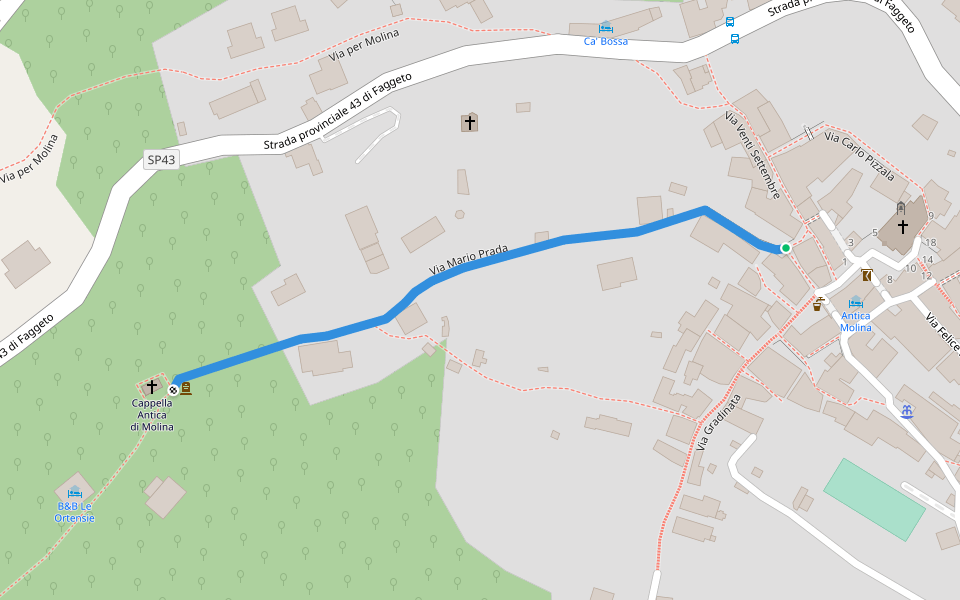 Via Mario Prada walking route map in Molina