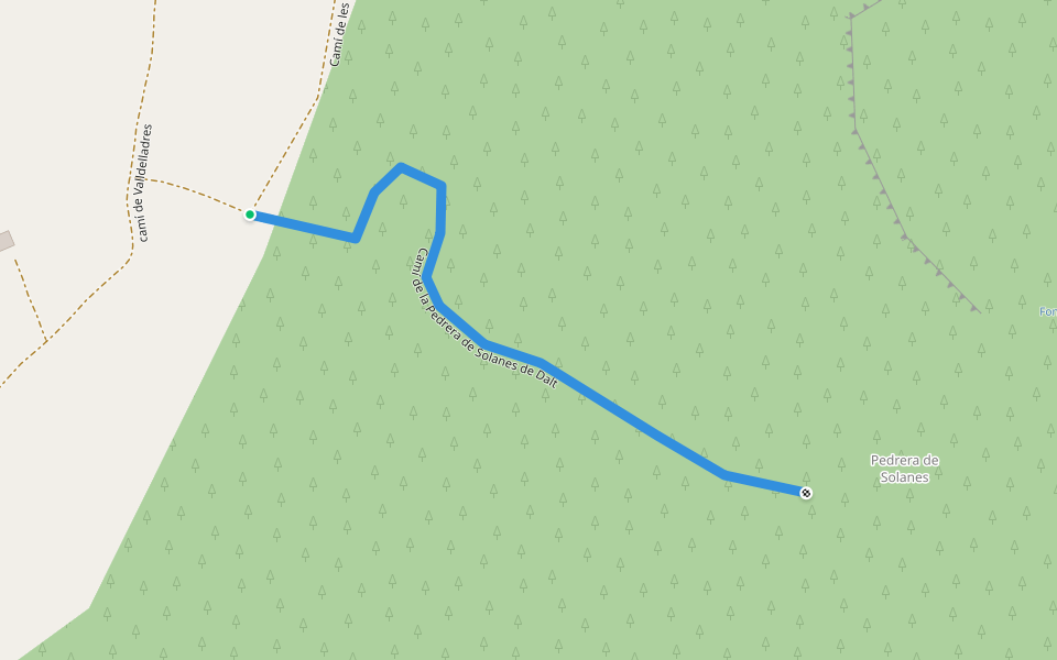 Camí de la Pedrera de Solanes de Dalt walking route map in Móra d'Ebre