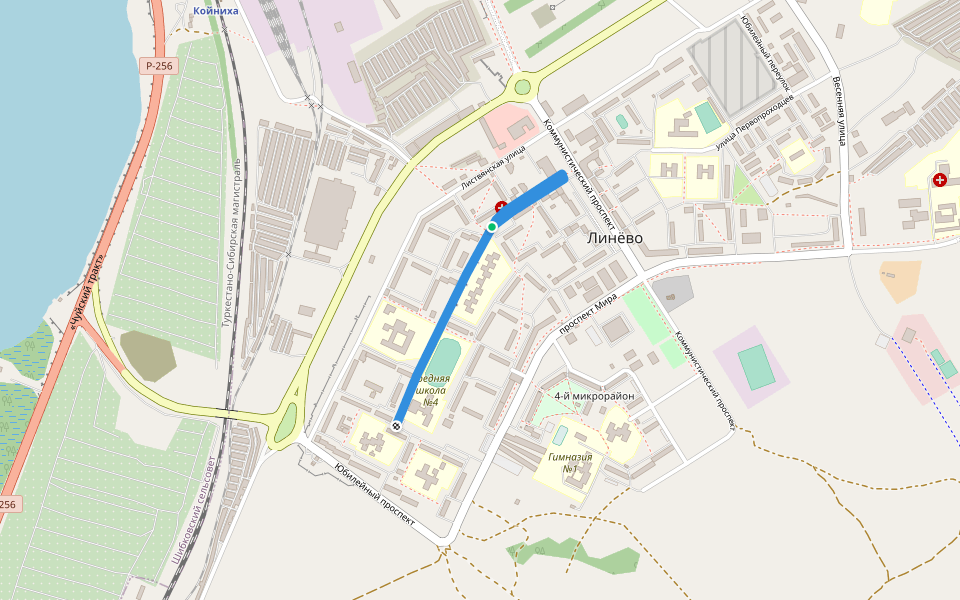 бульвар Ветеранов Войны walking route map in Linevo