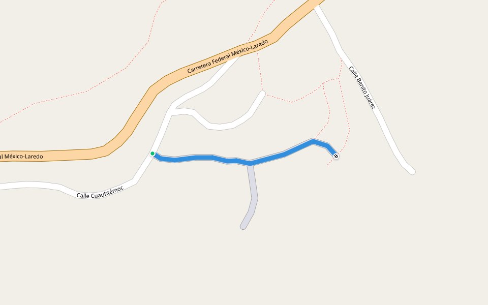 Calle La Cumbre walking route map in Allende