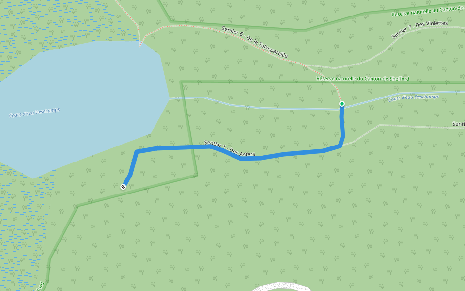 Sentier 1 - Des Asters walking route map in Shefford