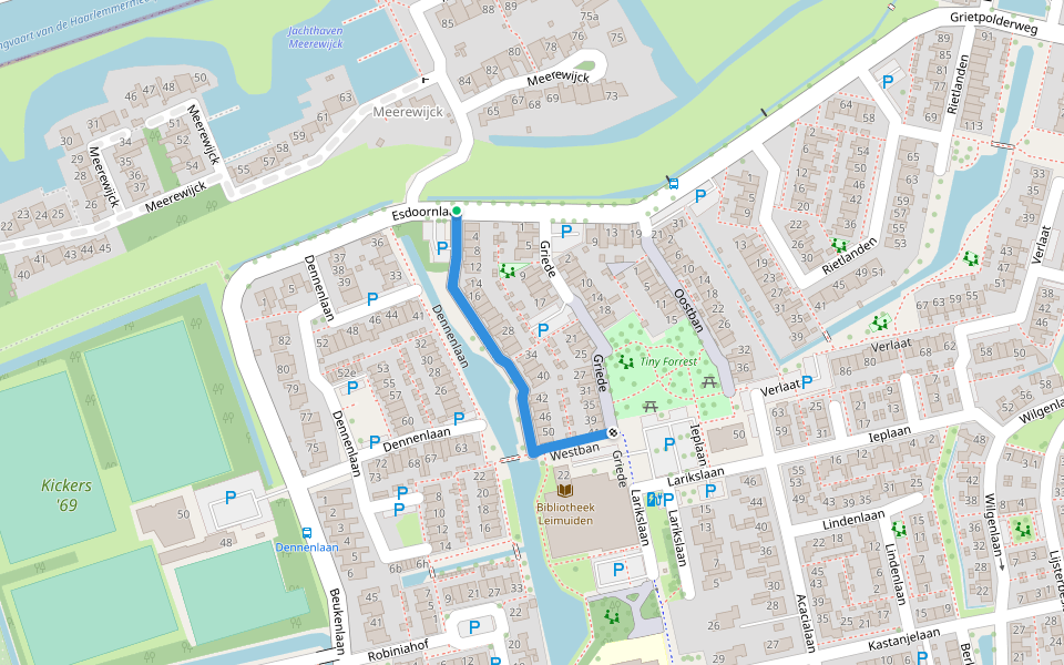 Westban walking route map in Leimuiden