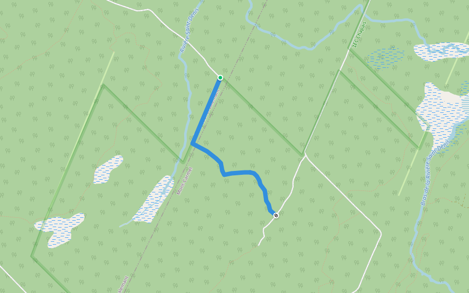 Route de l'Équerre walking route map in Mont-Carmel