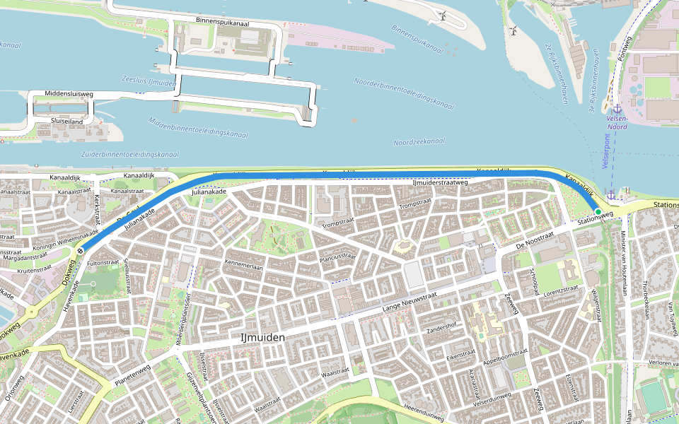 IJmuider Spoorlijn walking route map in Velsen-Zuid