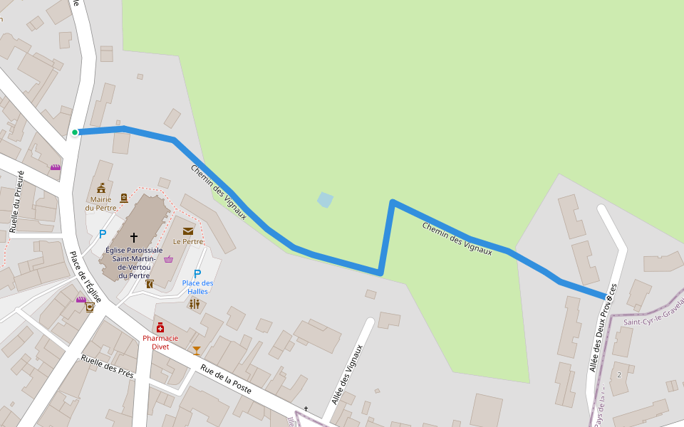 Chemin des Vignaux walking route map in Le Pertre