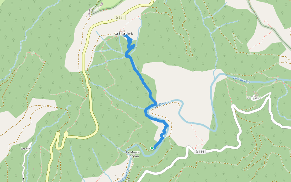 Vers Brunelerie walking route map in Saint-Jean-du-Bruel