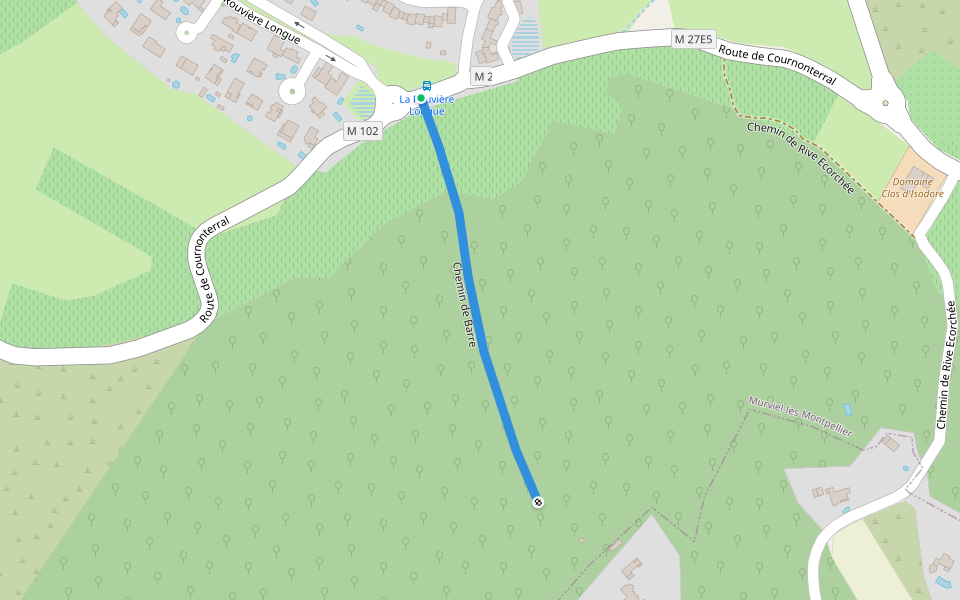 Chemin de Barre walking route map in Murviel-lès-Montpellier