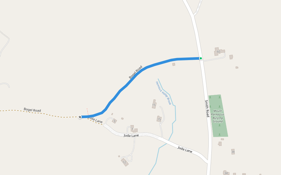 Bogel Road walking route map in East Haddam