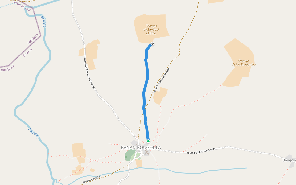 Chemin de Champs walking route map in Baakara