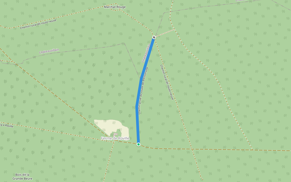 Chemin privé dit route de Blessonville walking route map in Cour-l'Évêque