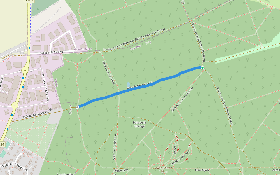 Allée du Grand Ha-Ha walking route map in Yerres