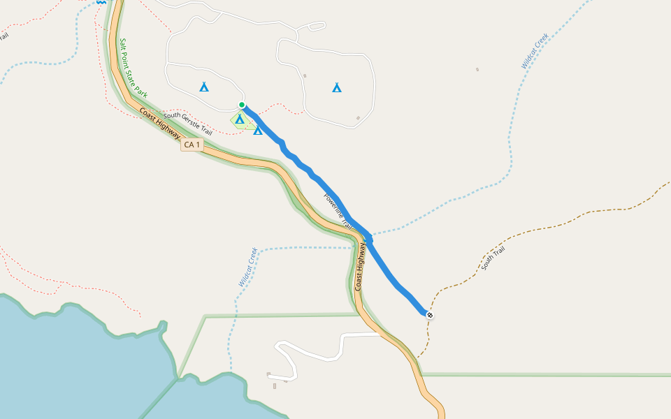 Powerline Trail walking route map in Jenner