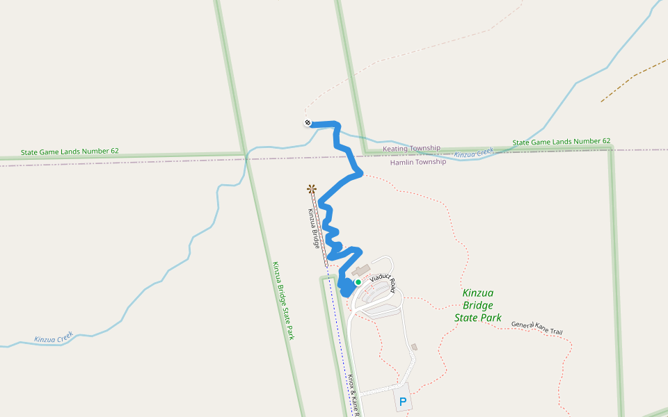 Kinzua Creek Trail walking route map in Kane