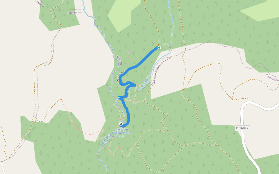 Gourlastine Trail walking route map in Ménoire