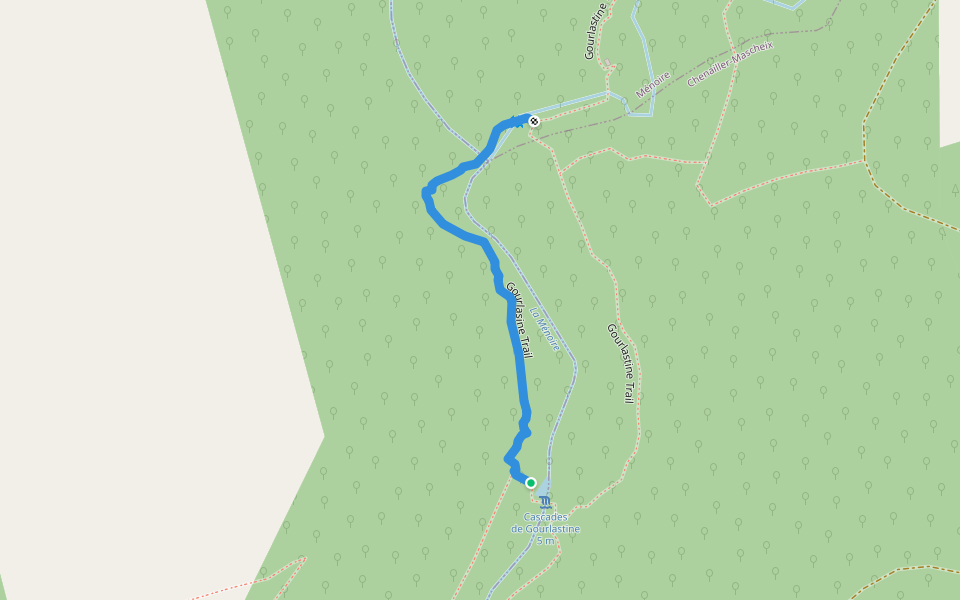 Gourlasine Trail walking route map in Chenailler-Mascheix
