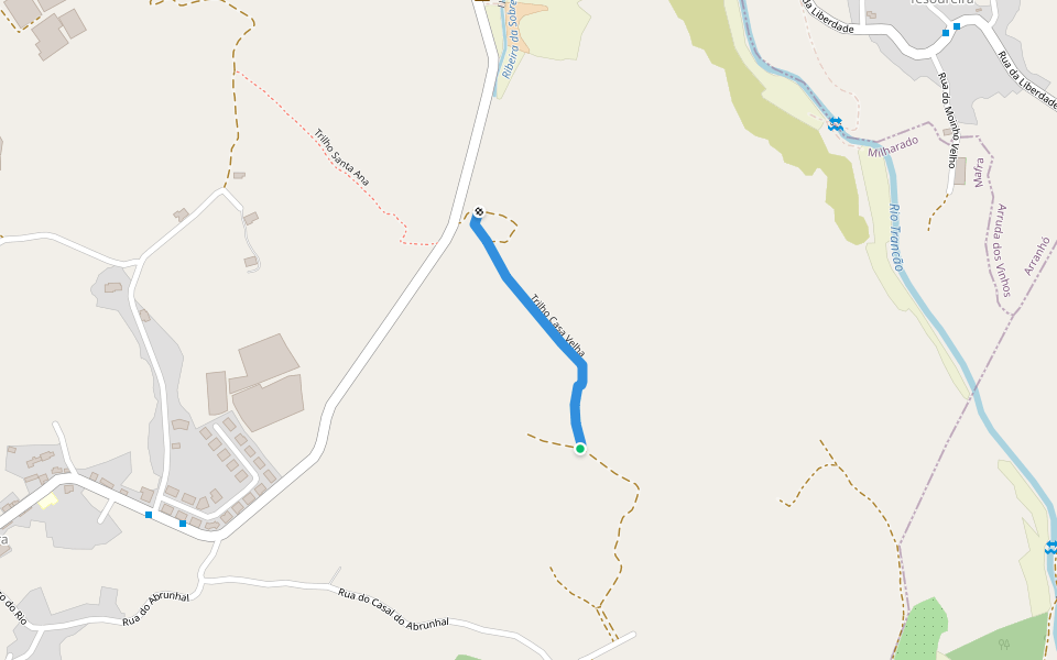 Trilho Casa Velha walking route map in Milharado