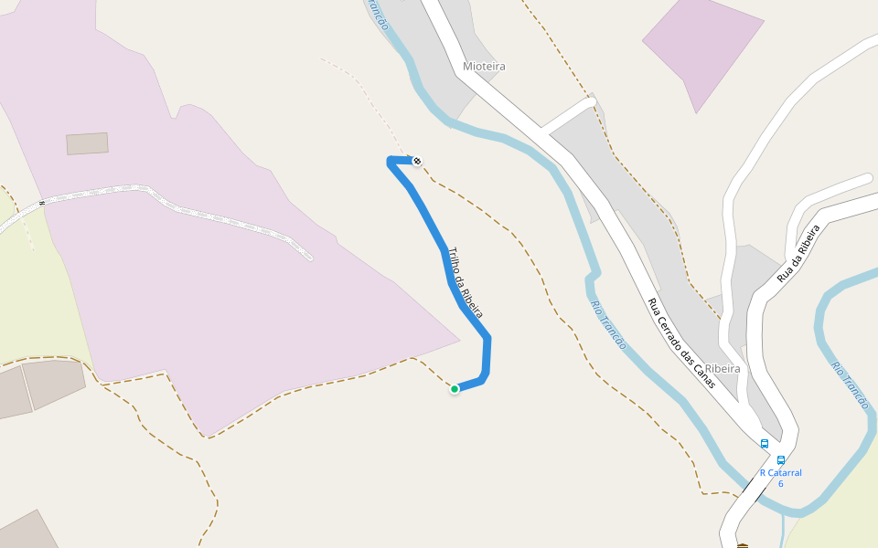 Trilho da Ribeira walking route map in Milharado