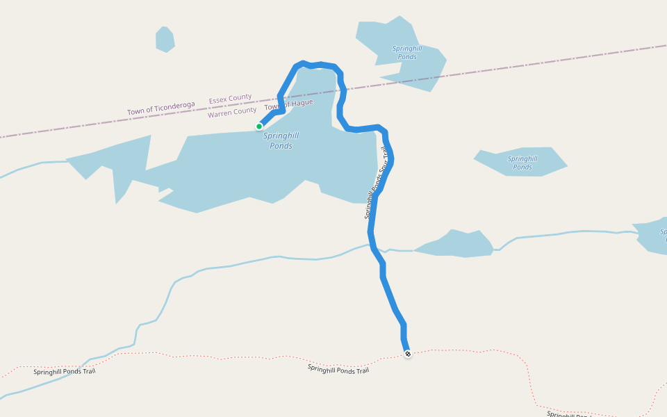 Springhill Ponds Spur Trail walking route map in Hague