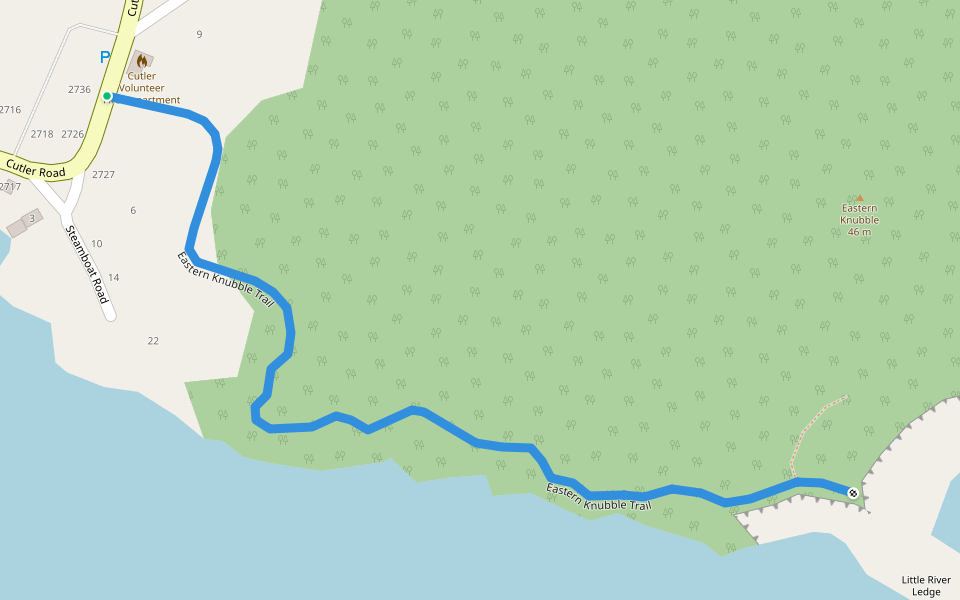 Eastern Knubble Trail walking route map in Cutler
