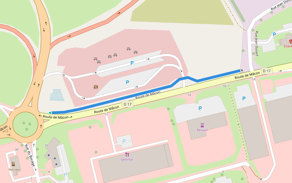 Route de Mâcon walking route map in Charolles