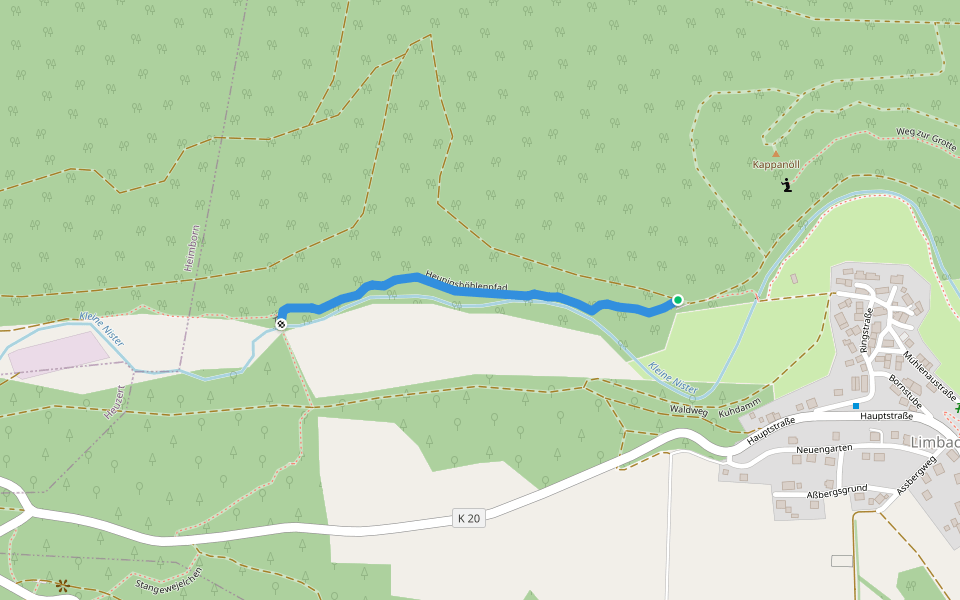 Heunigshöhlenpfad walking route map in Limbach