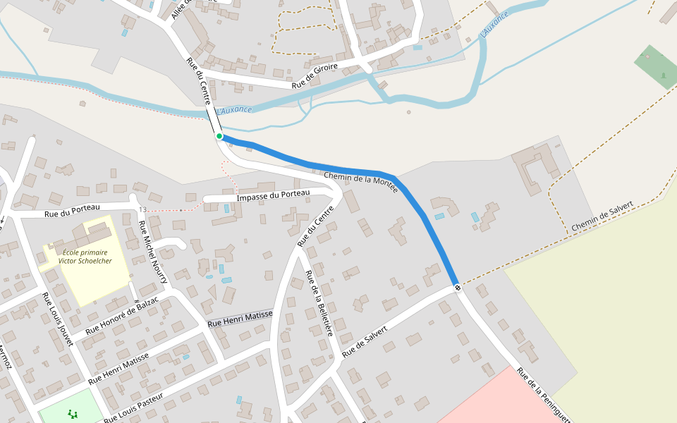 Chemin de la Montée walking route map in Migné-Auxances
