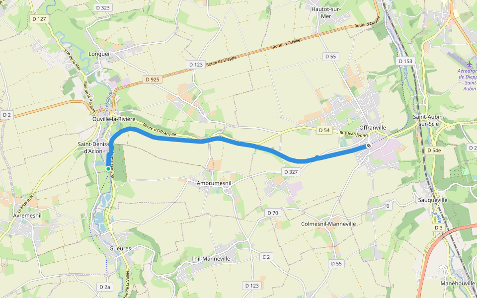 Véloroute du Lin walking route map in Ambrumesnil