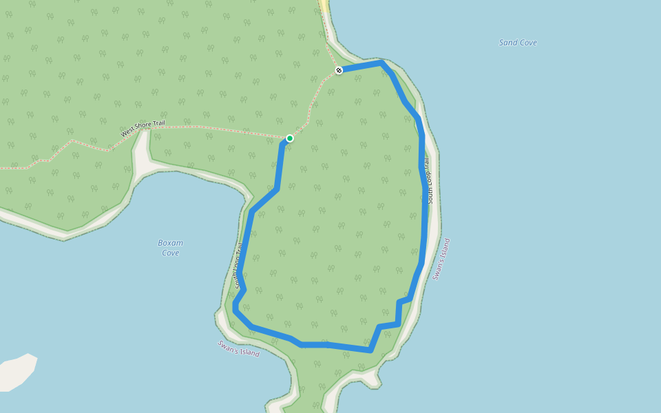 South Loop Trail walking route map in Swans Island