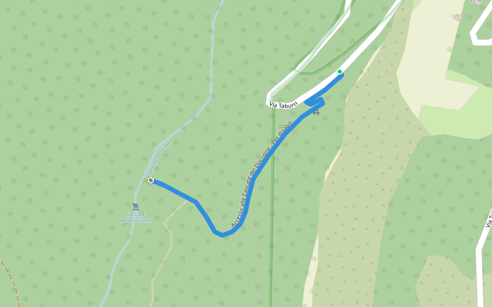 Accesso alle Cascate del Doccione - Per disabili walking route map in Fanano