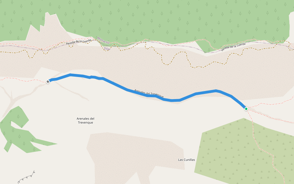 Arenales del Trevenque walking route map in Dílar