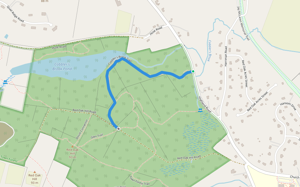 Cobbler's Brook Trail walking route map in Merrimac