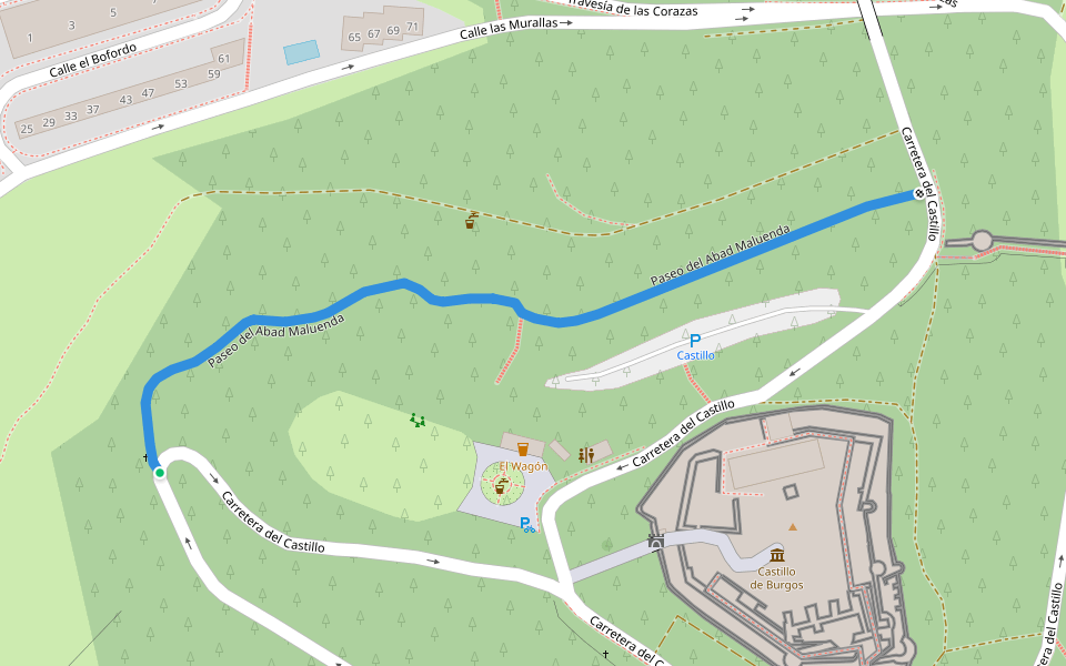 Paseo del Abad Maluenda walking route map in Burgos
