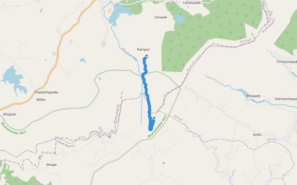 Donicha dar descend walking route map in Don