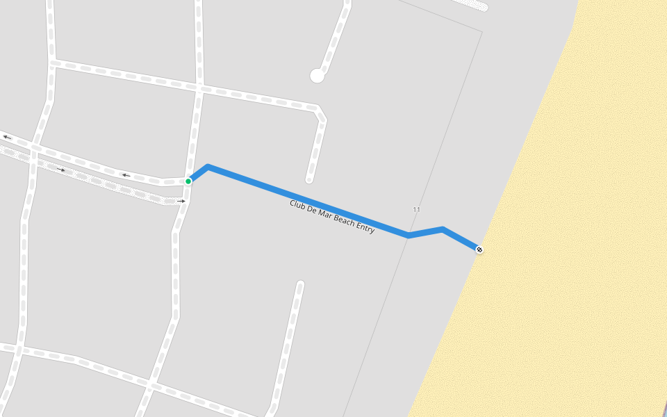 Club De Mar Beach Entry walking route map in Faro de José Ignacio